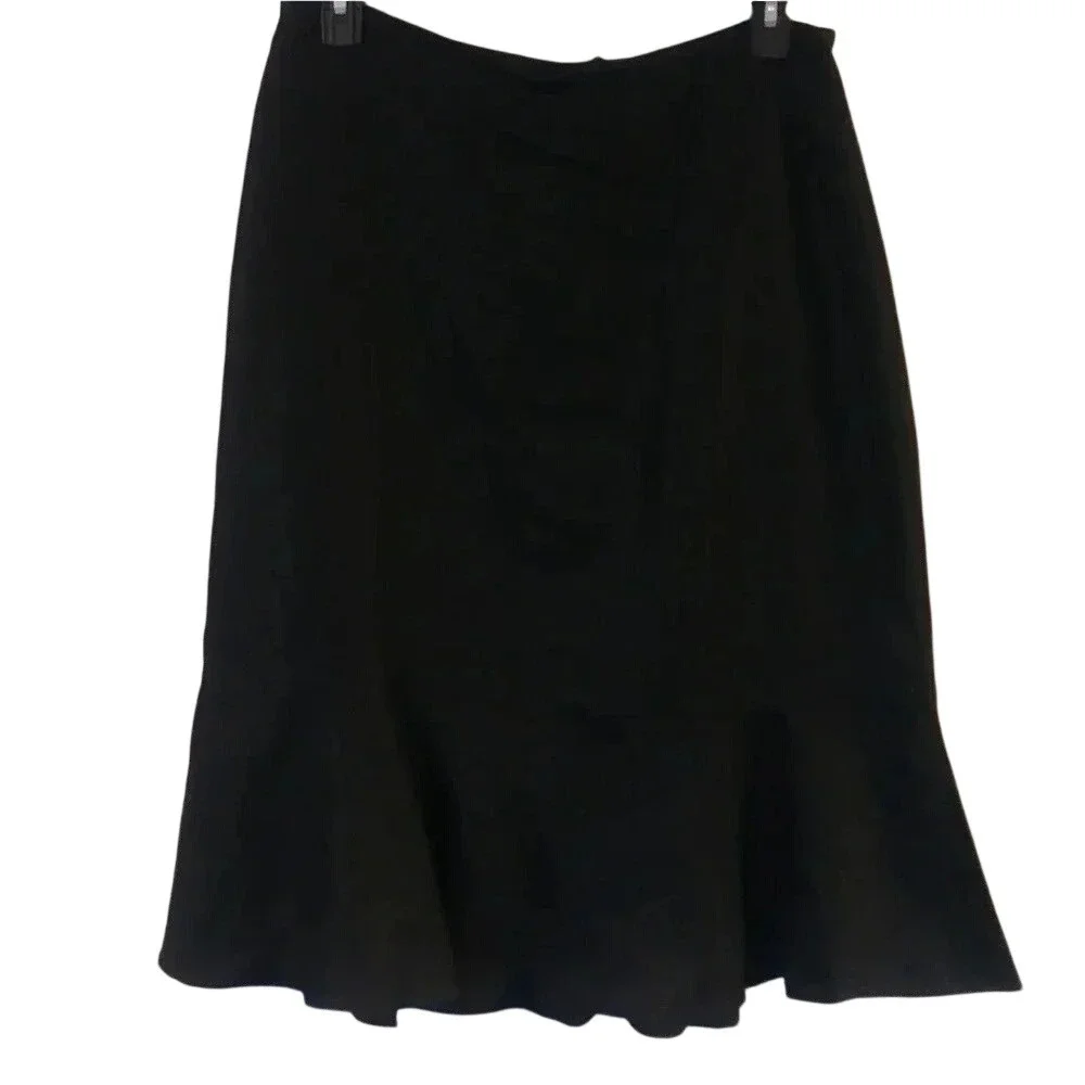 Emma James Liz Claiborne Black Herringbone Linen Blend Mermaid Skirt Petite 16P